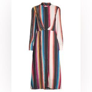 Kobi Halperin Steffi Stripe Long Sleeve Shirtdress Size Small